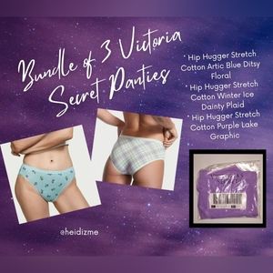 VICTORIA SECRET Bundle of 3 Cotton Stretch Hip Hugger Panties